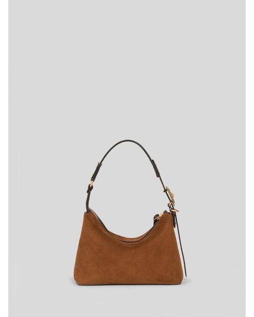 Etro Brown Small Suede Rosette Bag