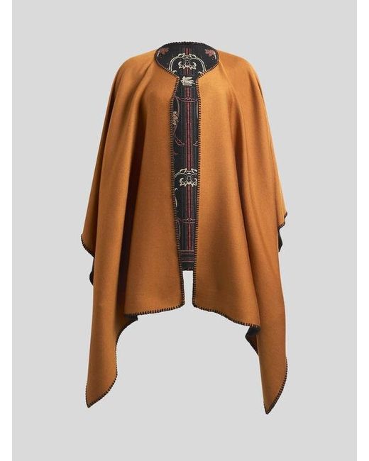 Etro Brown Reversible Wool-Blend Cloth Cape