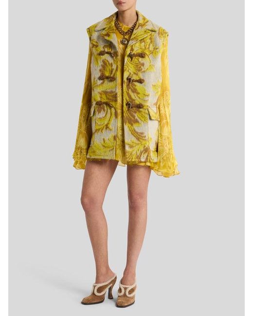Robe Courte En Soie À Motif Fleurs Et Abeilles, Femme, Taille Etro en coloris Yellow