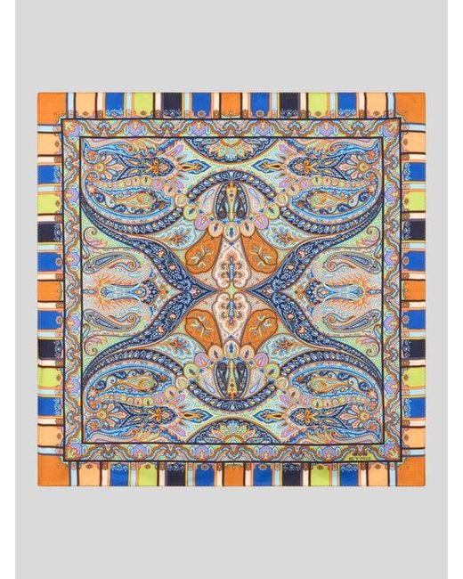 Etro Blue Floral Silk Pocket Square for men