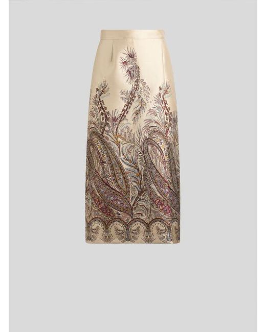 Jupe Fourreau Midi En Jacquard À Fils Coupés, Femme, Taille Etro en coloris Natural