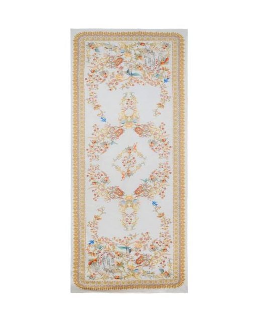 Etro White Cotton-Blend Jacquard Scarf With Floral Motif for men