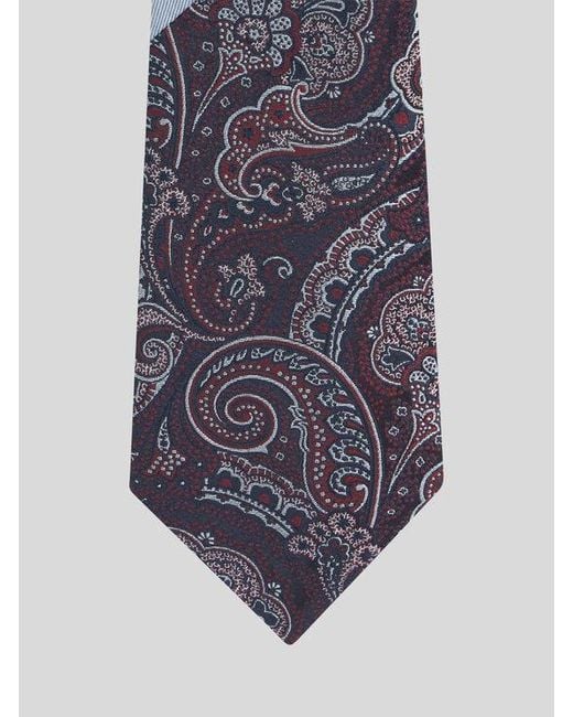 Etro White Patchwork-Effect Silk Jacquard Tie for men