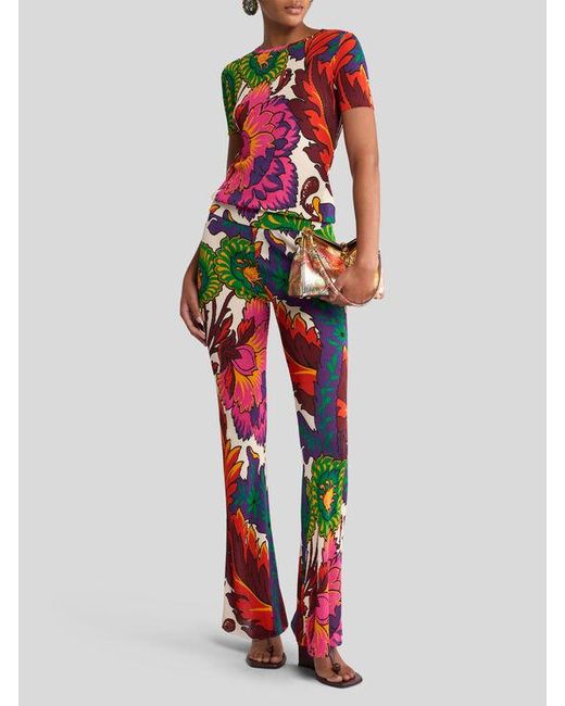Etro Trousers With Multicoloured Floral Print
