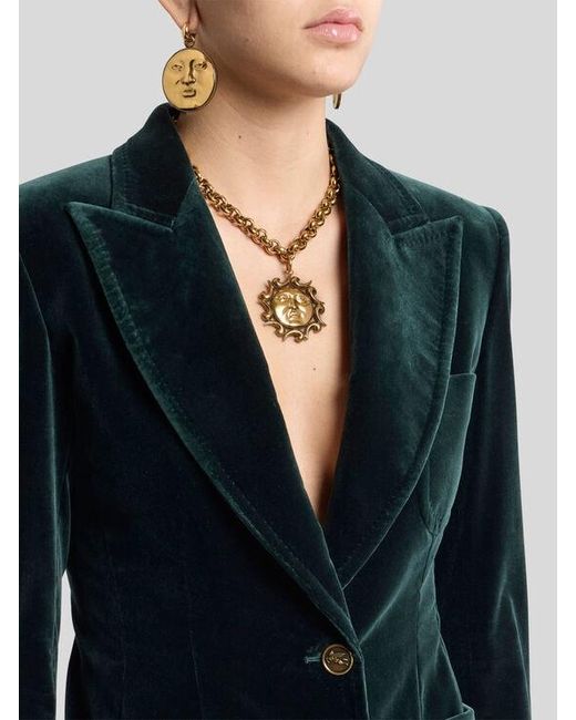 Etro Blue Stretch Velvet Jacket