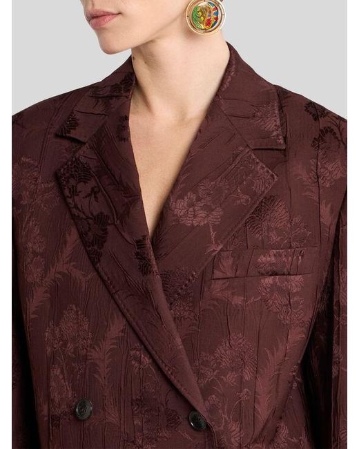 Etro Purple Double-Breasted Wool-Blend Bark-Effect Jacket