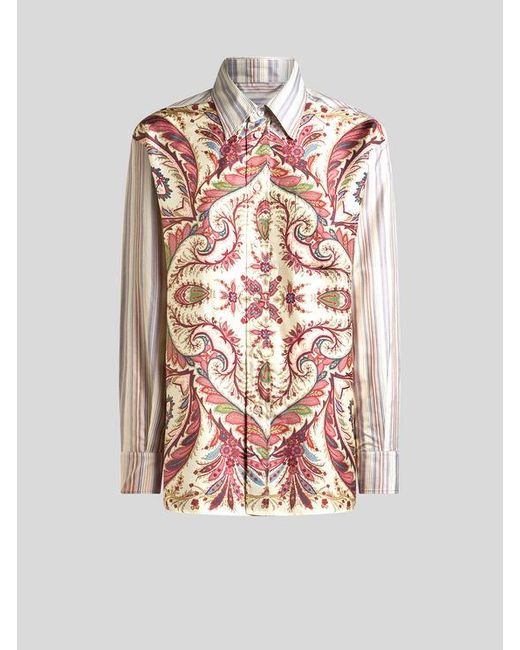 Camicia A Righe Con Stampa Piazzata, Donna, Taglia di Etro in White