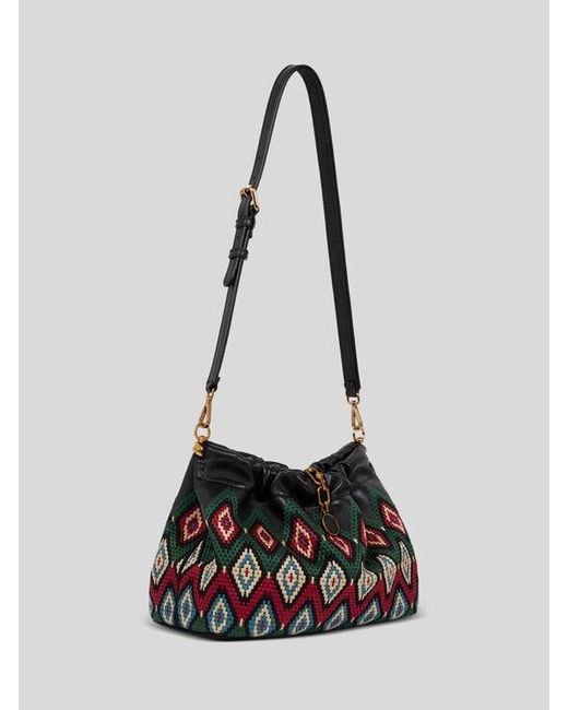 Etro White Medium Leather Vela Blossom Bag With Diamond Embroidery