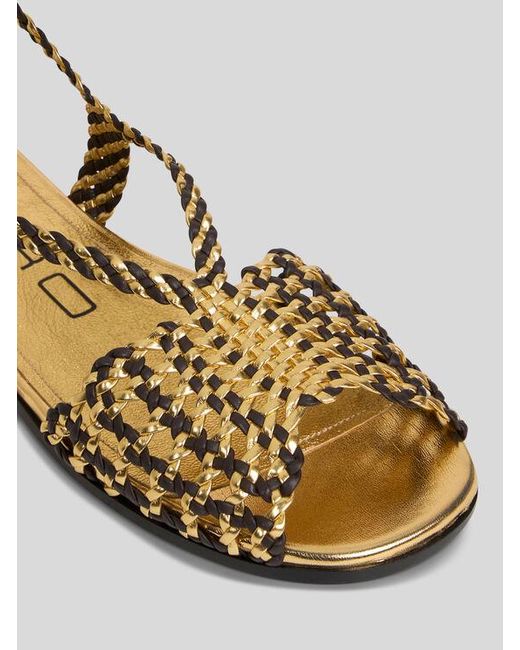 Etro Natural Woven Flat Sandals
