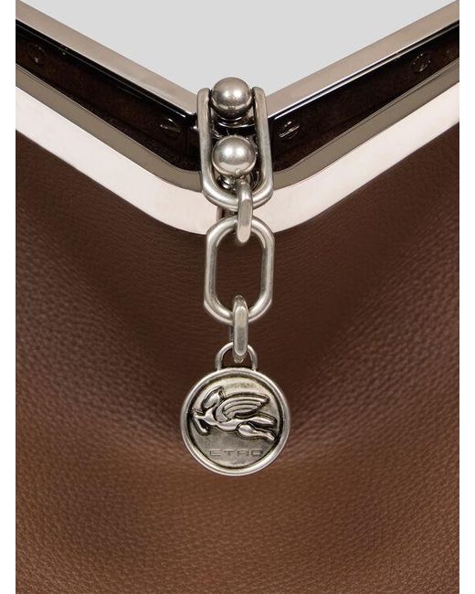 Etro Brown Large Leather Vela Bag for men