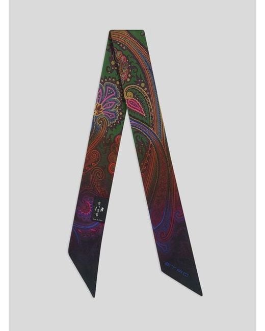 Etro Multicolor Silk Twill Paisleyina With Degradé Motif