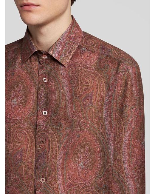 Etro Brown Silk Paisley Shirt for men