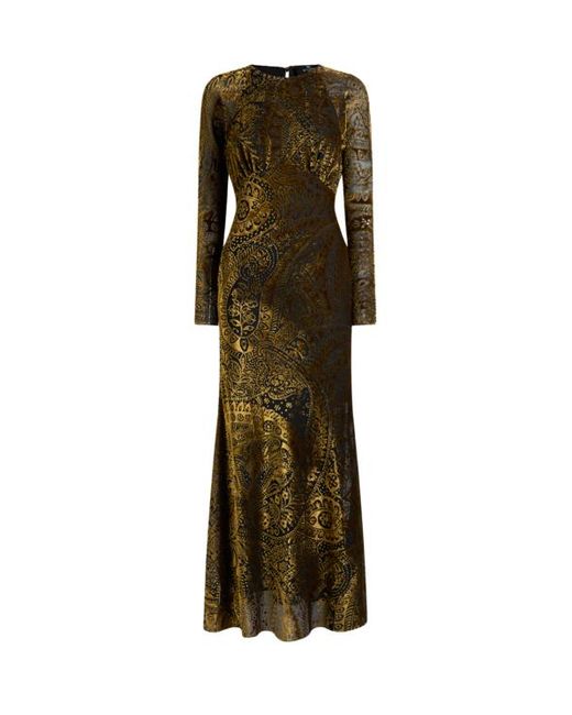 Robe Longue En Velours Dévoré À Motif Paisley Fleuri, Femme, Taille Etro en coloris Brown