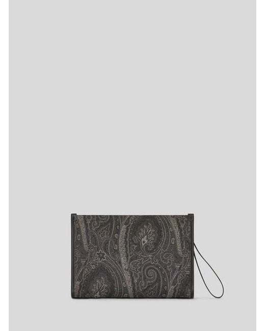 Etro Gray Large Arnica Pouch for men