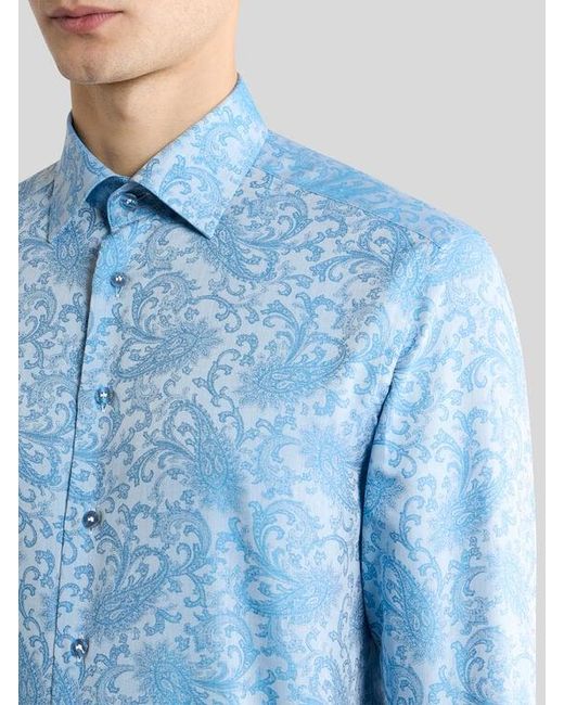 Etro Blue Paisley Cotton Jacquard Shirt for men