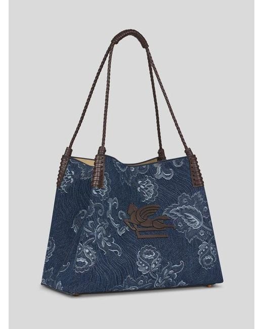 Etro Blue Medium Libra Tote Bag