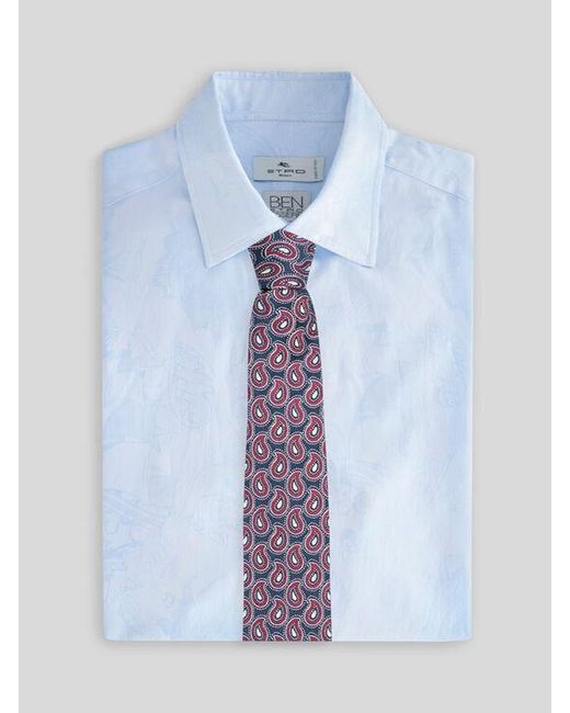 Etro Purple Silk Jacquard Tie With Micro Paisley Motif for men
