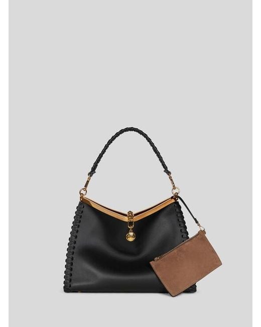 Etro Black Large Vela Bag With Thread Work