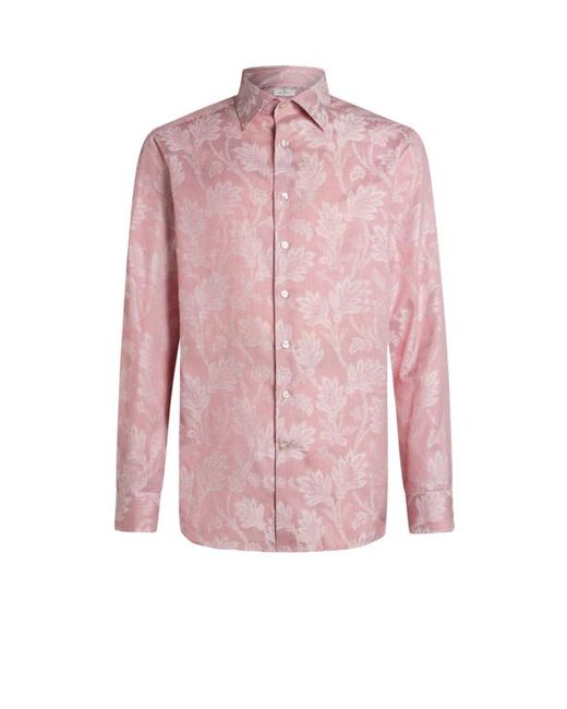 Etro Pink Striped Jacquard Shirt for men