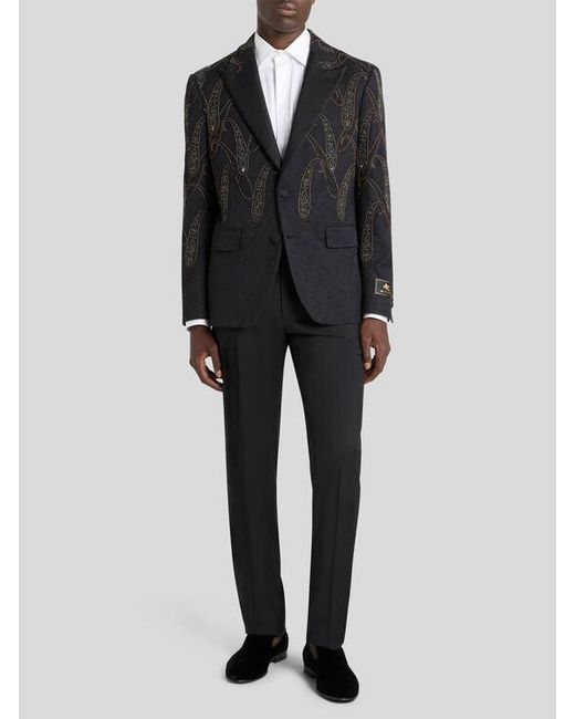 Etro White Cotton Shirt With Floral Paisley Embroidery for men