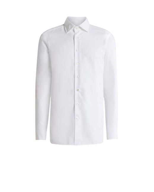 Etro White Floral Cotton Jacquard Shirt for men