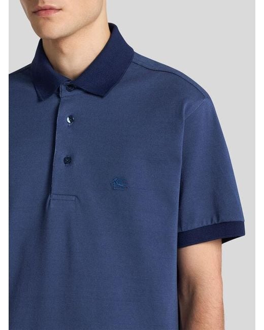 Etro Poloshirt Aus Einfarbiger Baumwolle, Herren, Größe in Blue für Herren