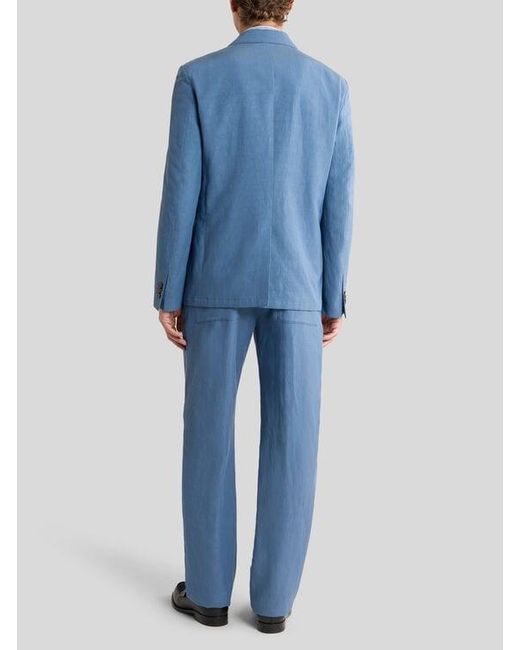 Etro Blue Single-Breasted Plain-Coloured Silk-Blend Jacket for men