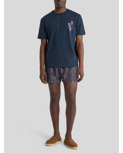 Etro Blue Swim Shorts With Micro Paisley Motif for men