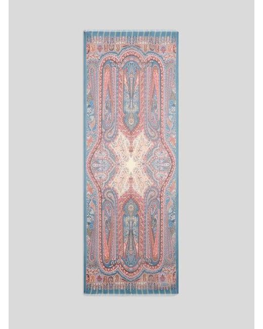 Etro Blue Silk Scarf With Placed Print