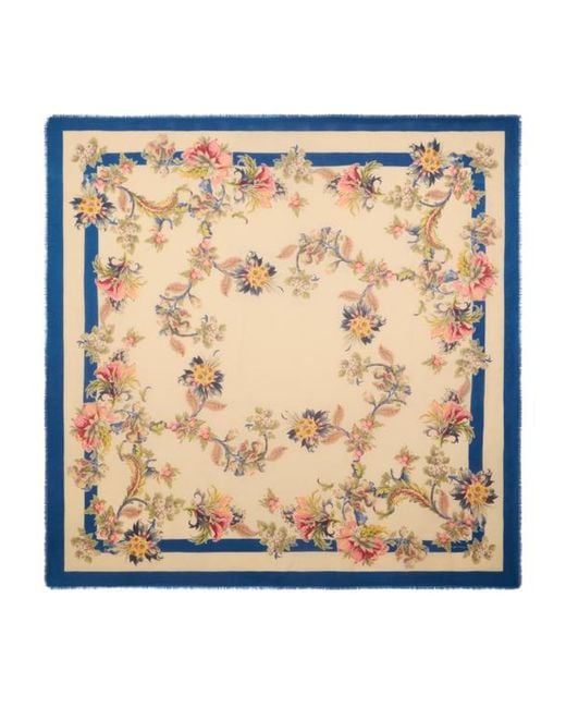 Etro Metallic Modal And Cashmere Jacquard Shawl With Floral Motif