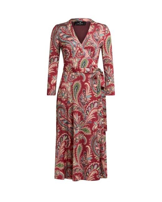 Robe Portefeuille À Motif Paisley Fleuri, Femme, Taille Etro en coloris Red