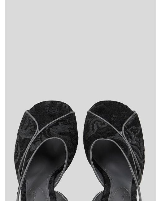 Etro Black High-Heeled Jacquard Sandals With Paisley Motif