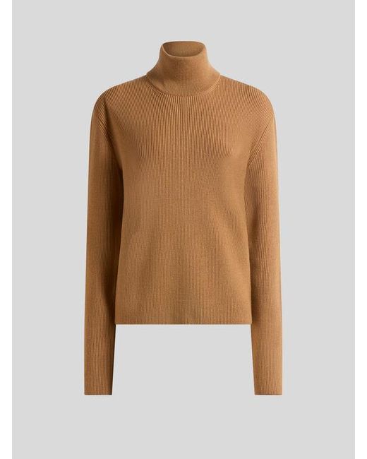 Etro Brown Ribbed Wool Sweater