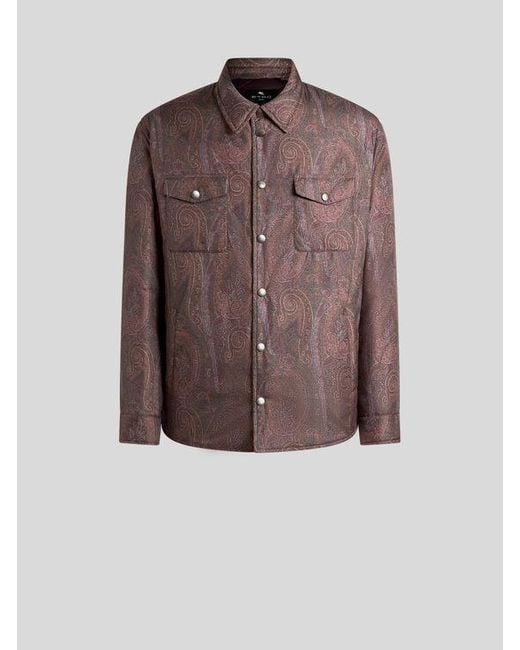 Etro Brown Paisley Overshirt for men