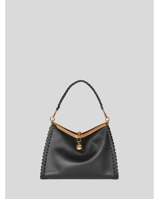 Etro Black Large Vela Bag With Thread Work