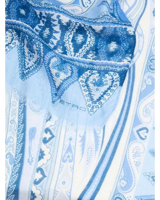 Etro Blue Floral Paisley Scarf for men