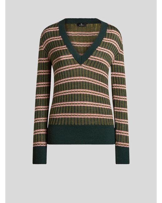 Etro Green Pullover Aus Einer Wollmischung Mit Jacquard-Muster, Damen, Größe