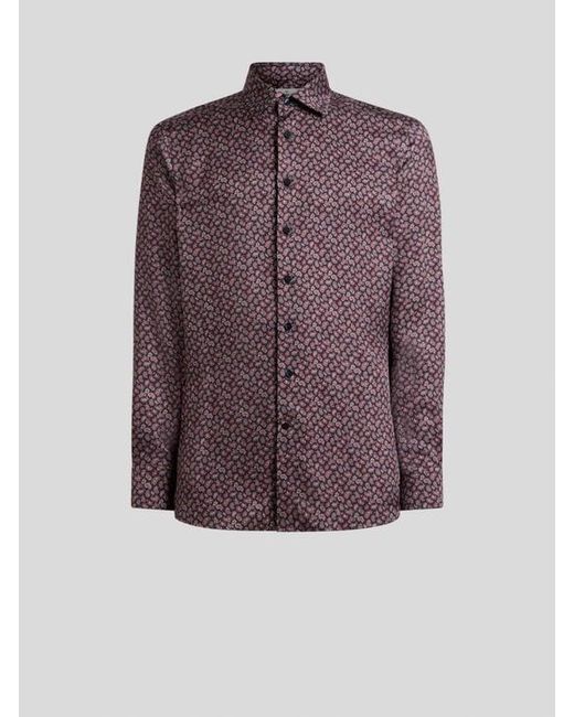 Etro Purple Micro-Paisley Shirt for men