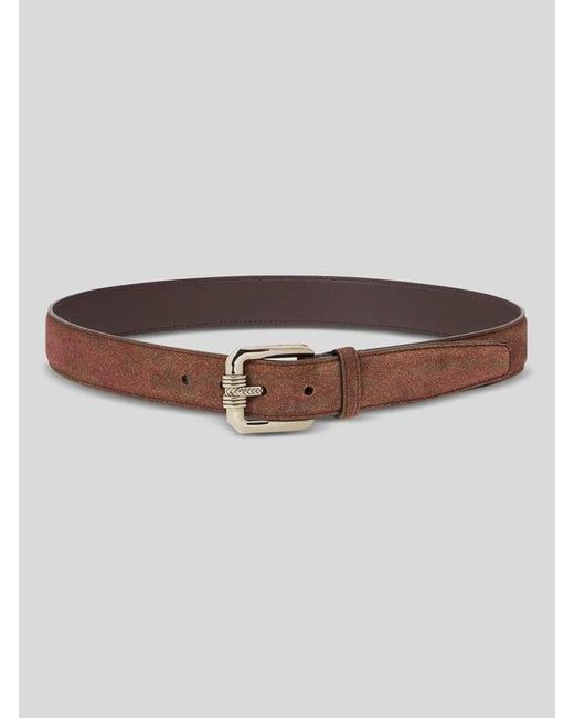 Etro Brown Printed Suede Belt for men