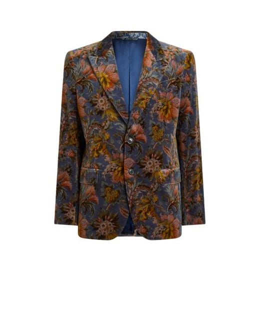 Etro Blue Single-Breasted Jacket for men