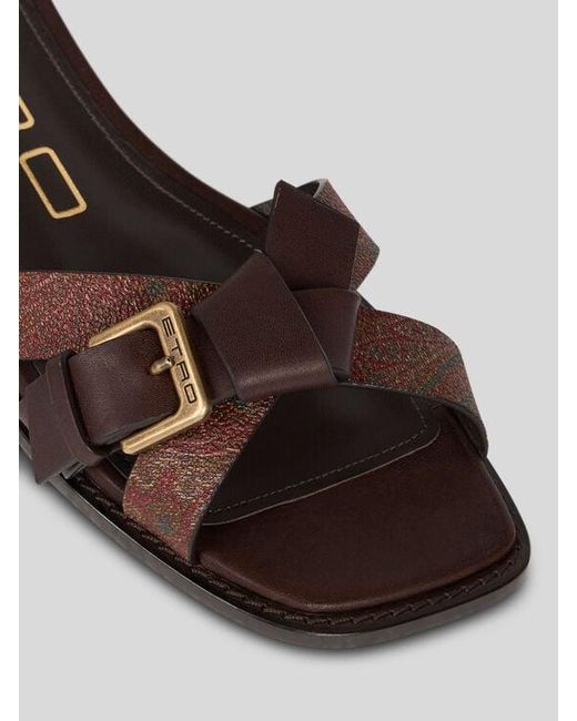 Etro Brown Paisley Slides