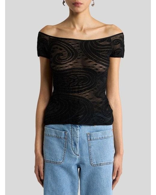 Etro Black Paisley Jacquard Sweater