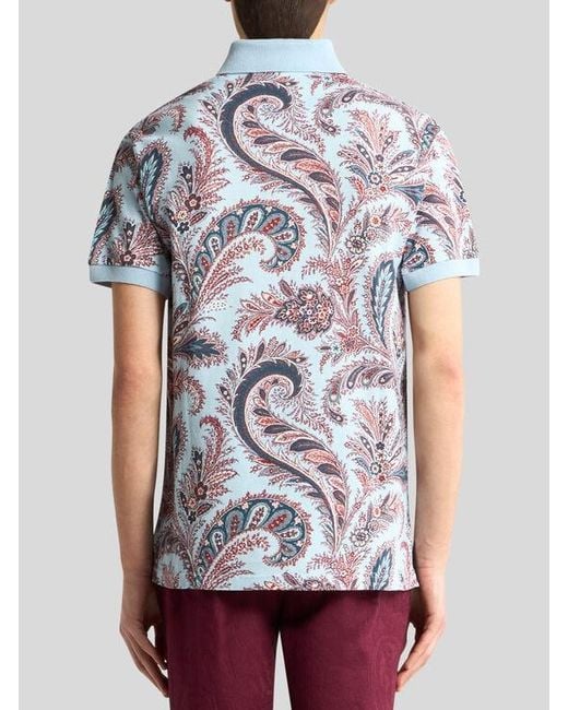Etro White Floral Paisley Cotton Polo Shirt for men