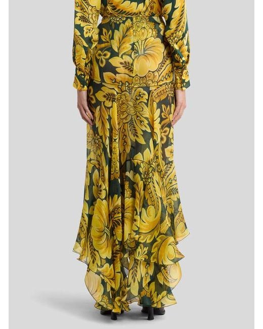 Jupe Longue En Soie À Motif Fleurs Et Abeilles, Femme, Taille Etro en coloris Green