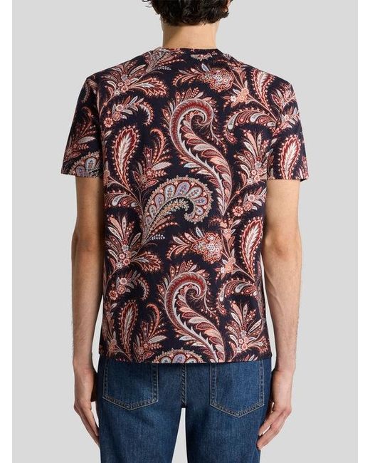 Etro Pink Floral Paisley T-Shirt for men