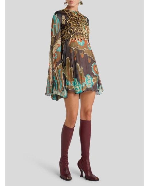 Etro Metallic Crop Top With See-Through Metal Paisley Details