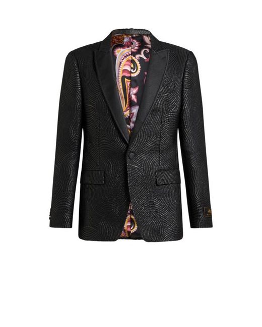 Etro Black Single-Breasted Wavy Blazer for men