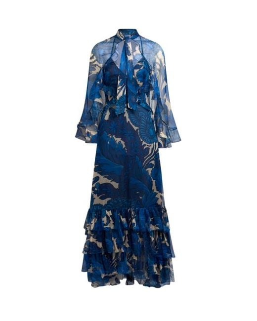 Robe Avec Grand Imprimé Floral Et Cape Amovible, Femme, Taille Etro en coloris Blue