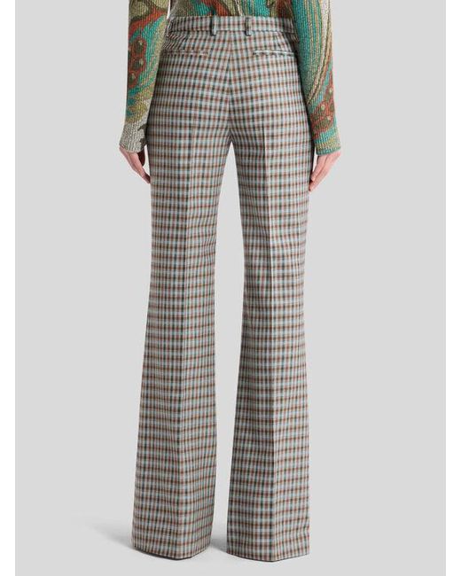 Etro Gray Hose Aus Einer Wollmischung Mit Vichy-Muster, Damen, Größe