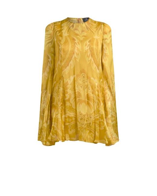 Robe Courte En Soie À Motif Fleurs Et Abeilles, Femme, Taille Etro en coloris Yellow